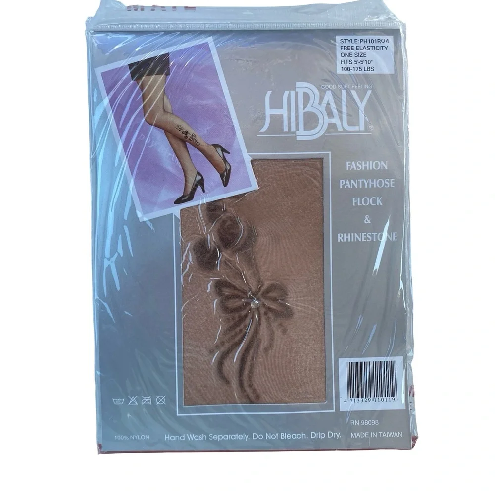 Vintage Women's Hibaly Fashion Pantyhose Flock & Rhinestone - Lot of 6‎ NEW